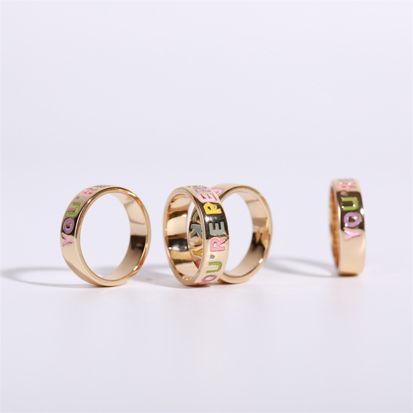 Wholesale Simple Style Letter Brass 14K Gold Plated Rings display picture 6