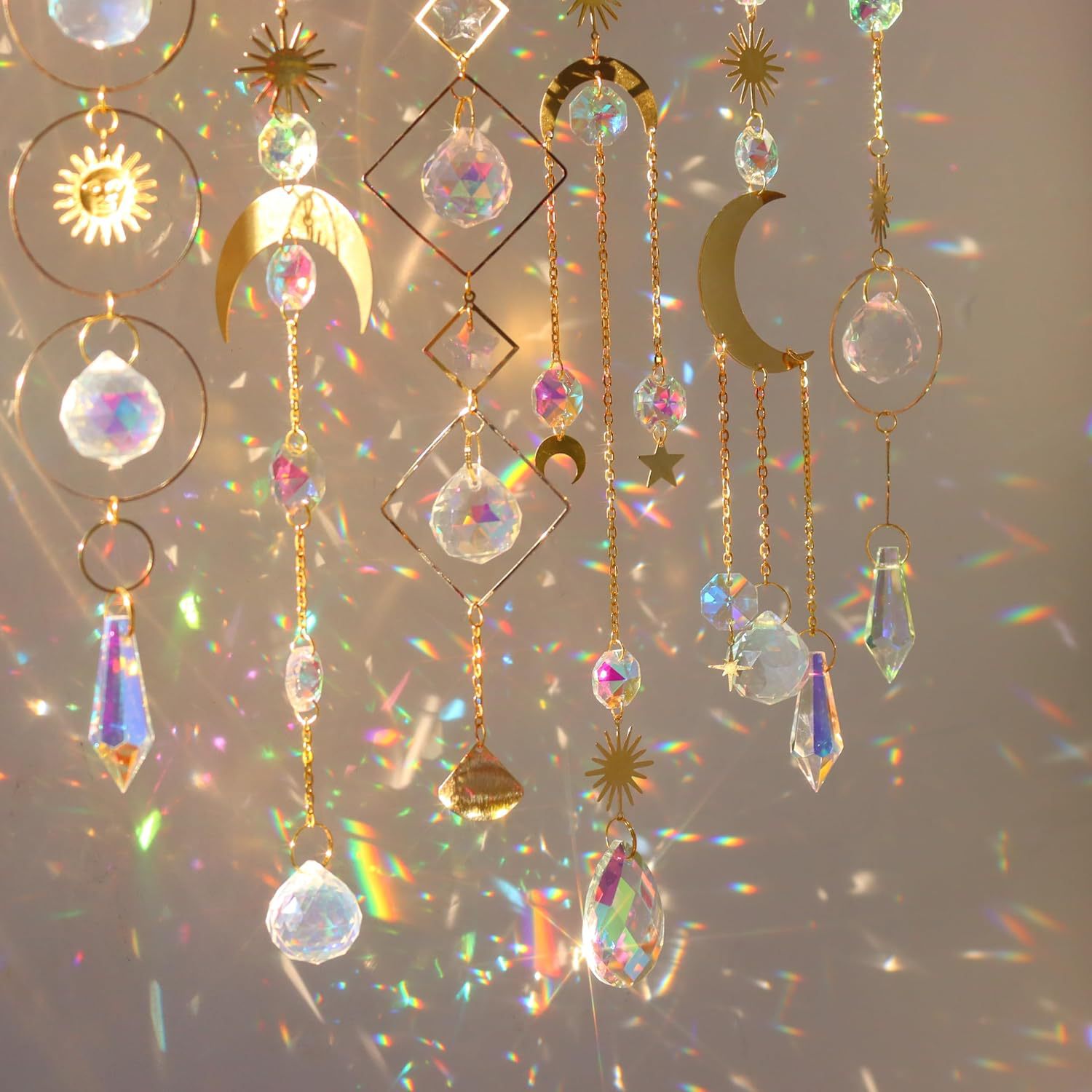Sun, Moon Pattern Simple Style Style Simple Style Sun Moon Crystal Crystal Suncatcher Wind Chime Wall Art