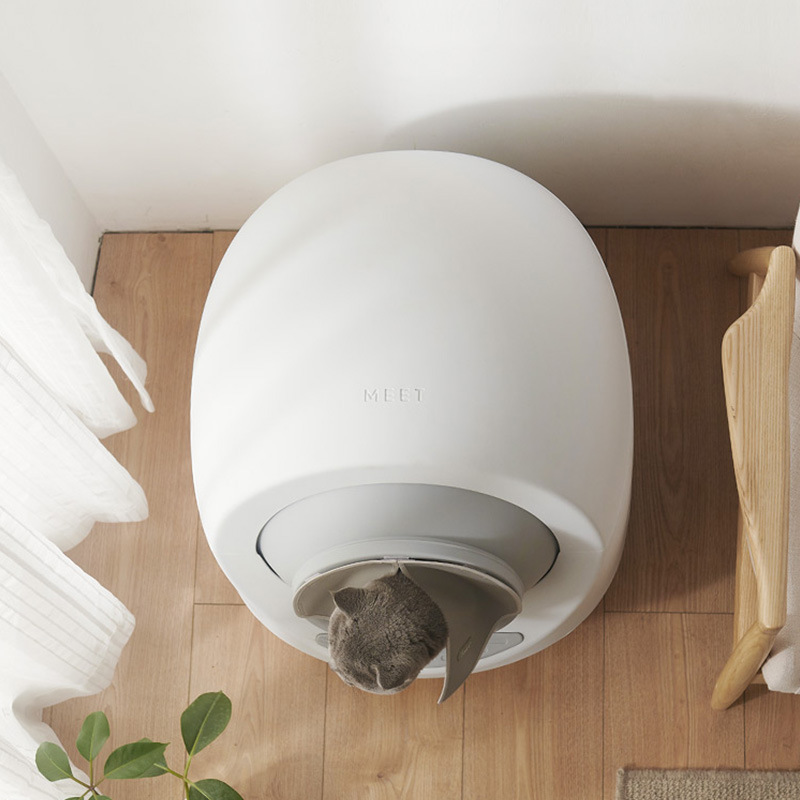 En stock MEET limpieza eléctrica automática caja de arena para gatos bolsa de espacio completamente cerrada caja de arena para gatos inteligente