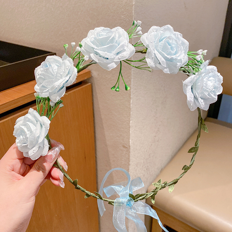 子供の頭飾りの花の子供の美しい花嫁の花輪の手の花の女の子のドレスは花の子供のアクセサリーの王女の頭の花を飾ります。|undefined