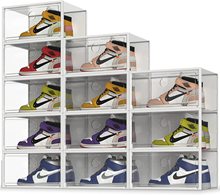 定制aj鞋盒鞋子收纳盒透明球鞋防氧化仿亚克力网红鞋墙折叠鞋柜