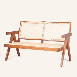 Nordic Style Home Stay Double Single Chandigarh Leisure Chair Japanese-style Solid Wood Sofa Chair Home Rattan Three-person