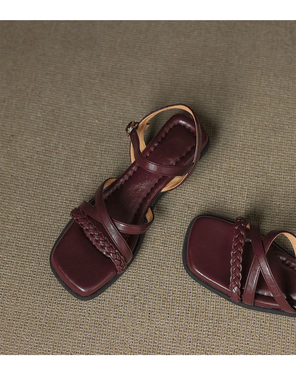 Dép sandal La Mã nữ đế bệt phong cách Pháp retro cổ tích — nâu chi tiết 21