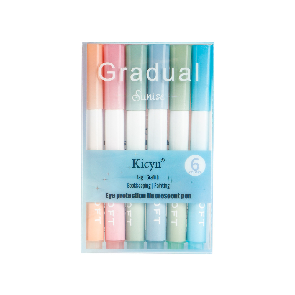 Conjunto de resaltador de color gradiente estudiantes de marca de resaltador de gran capacidad de bolígrafo creativo al por mayor