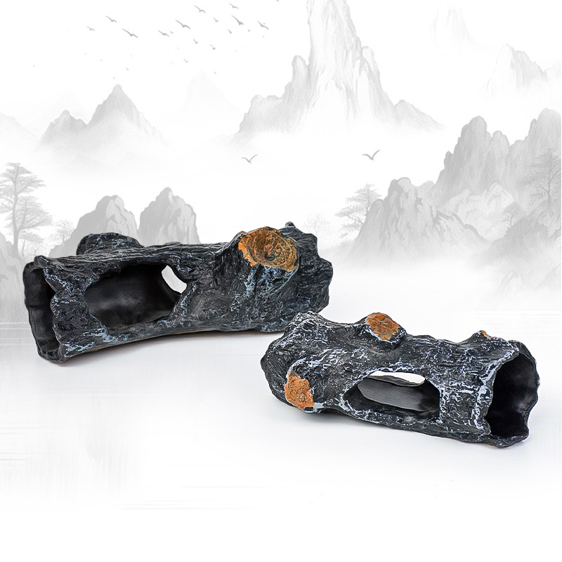 Cueva de Tronco de Árbol para Acuario y Reptiles de PVC Decorativo Refugio