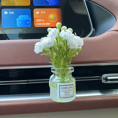 Interior Decoration Ornaments, Car Perfume Aromatherapy - white-jasmine-vase-with-one-air-outlet-aromatherapy-light-flavor