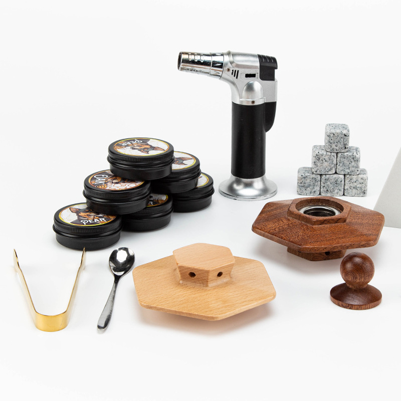 Cóctel de madera maciza caliente de Amazon transfronterizo, ahumador de whisky, juego de regalo de cubierta de madera ahumada de madera