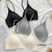 康后同款细肩带法式内衣女小胸深V领三角杯薄款舒适无钢圈文胸罩