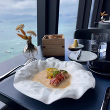 创意白色菜盘餐厅不规则陶瓷盘子异形个性意境家用创意冷菜盘摆盘