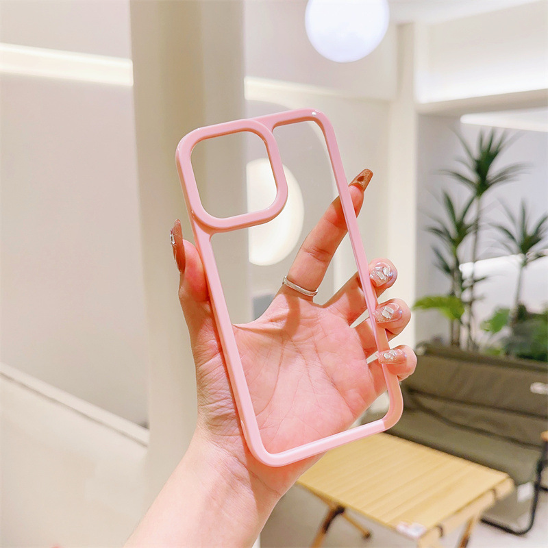 シンプルなキャンディーカラーの溝付き、15/16pro、Apple 14、iPhone13、12対応、耐衝撃、透明なスマホケース|undefined