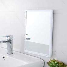 厕所浴室小镜子粘贴墙面宿舍洗手间镜子简约壁挂免孔带置物架跨境