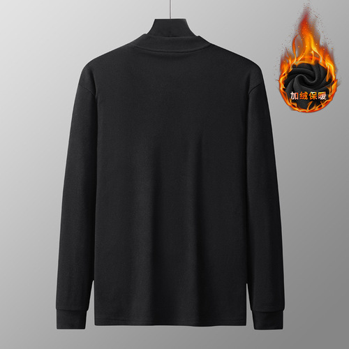 Double-sided Fleece Half-Neck Long-Sleeve Men's Collar Warm Winter Top  New Fleece Inner Layer Base Shirt Trendy