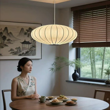 宋式美学蚕丝飞碟餐厅吊灯卧室灯宋代中式禅意茶室灯客厅设计师款