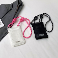 2025国境を越えた新しいバッグの女性の軽やかなメッシュジッパーの携帯電話バッグの少女のショルダーバッグはリュックサックを斜めに掛けている
