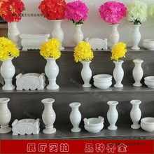 天然石花瓶香炉狮子精品套装汉白玉大理石材青石烛台插花祭祀墓地