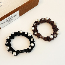 高级感水钻珍珠发圈韩版气质高弹力马尾头绳百搭丸子头发绳女皮筋