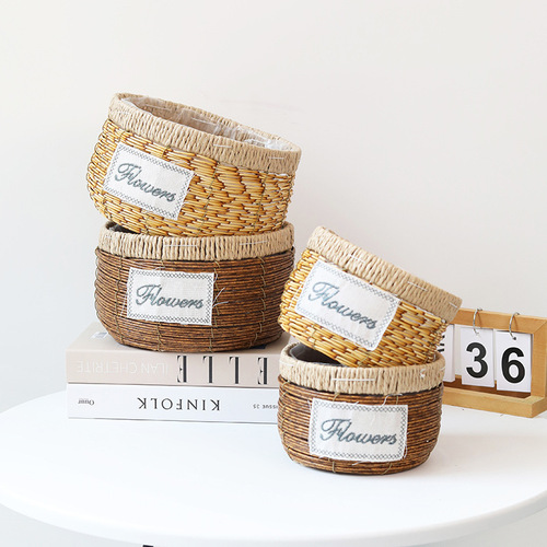 Imitation rattan flower pots, bamboo flower baskets, pothos living room storage baskets, flower shop flowers and green plants, gardening flower arrangement baskets, set pots