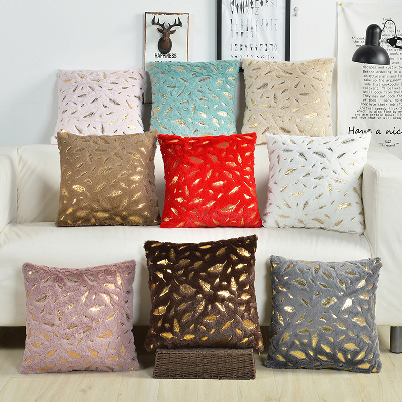 Short plush hot stamping gifts manufacturer wholesale pillow sofa cushion office nap backrest bedside cushion cover