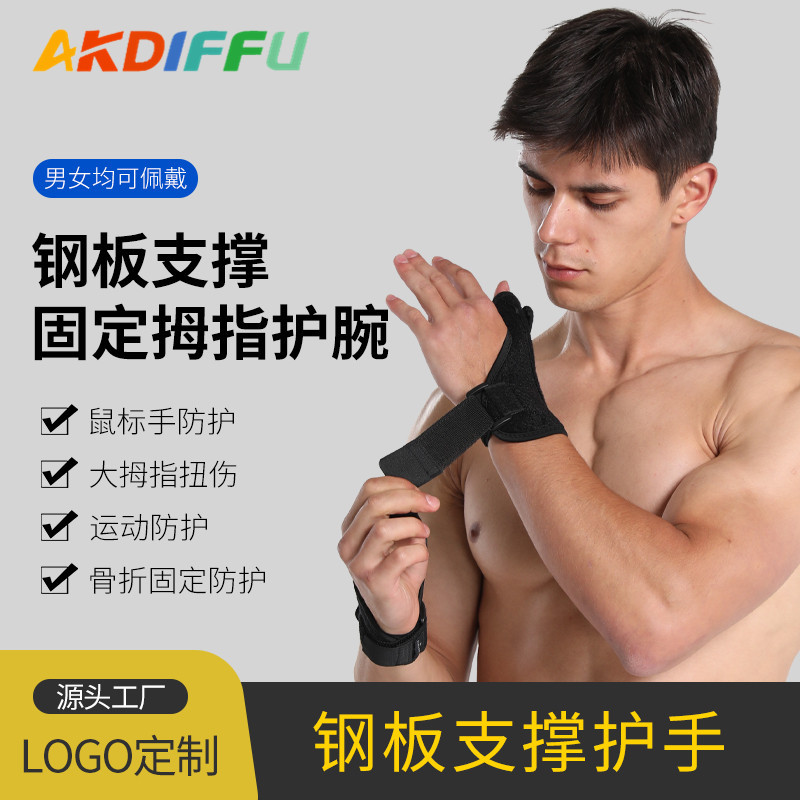 Protección ajustable de dedo pulgar protección manga muñeca conjunta placa de acero soporte anti-Esguince deportes Palma protección fabricante