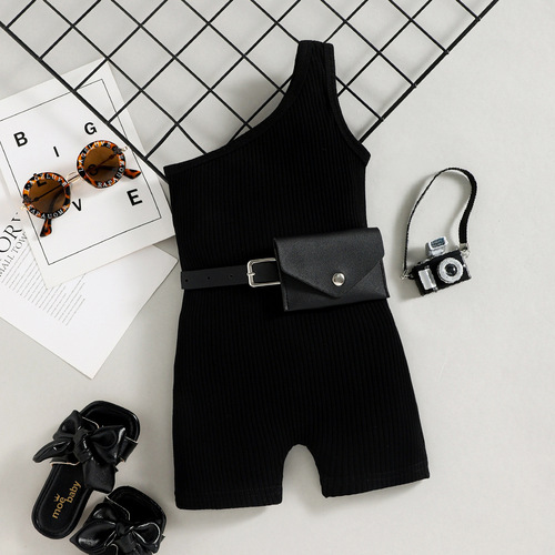 Baoxin foreign trade European and American children's clothing summer Amazon ins foreign single trendy single shoulder pit strip waist bag jumpsuit factory direct sales
