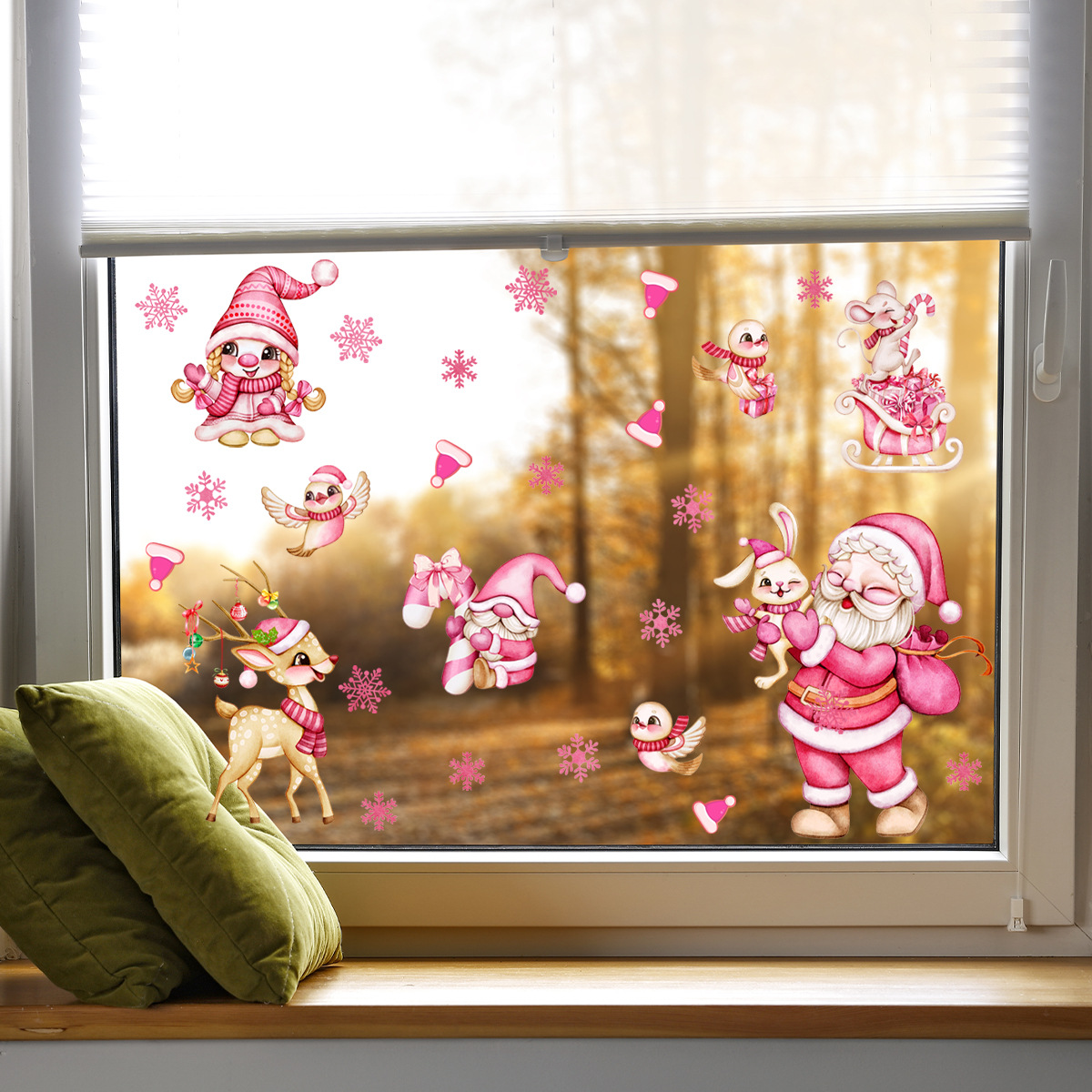 Kerst muursticker kerstman en rendier muurdecoratie woonkamer_voghion.com