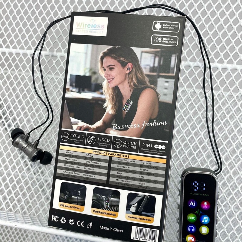 Kg-L2 Clip-On Semi-In-Ear Bluetooth Headphones with Long Battery Life, Color Screen, Singing Function, and Tf Card Compatibility