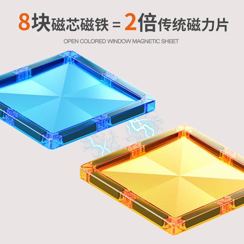 Drill surface color window magnetic sheet strong magnetic magnet assembly sliding pipe building blocks children's educational toys puzzle boys and girls
