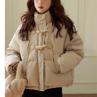 Cotton-padded jacket women's 2024 new short cotton-padded jacket thickened loose bread for small winter cotton-padded coat horn buckle coat