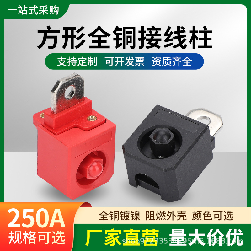 逆变器新能源储能锂电池大电流接线柱方形全铜穿墙式接线端子