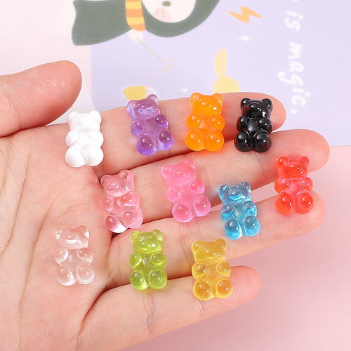 Resin Accessories Transparent Teddy Bear School Supplies Phone Case Material Slime Filling DIY Decorative Accessories