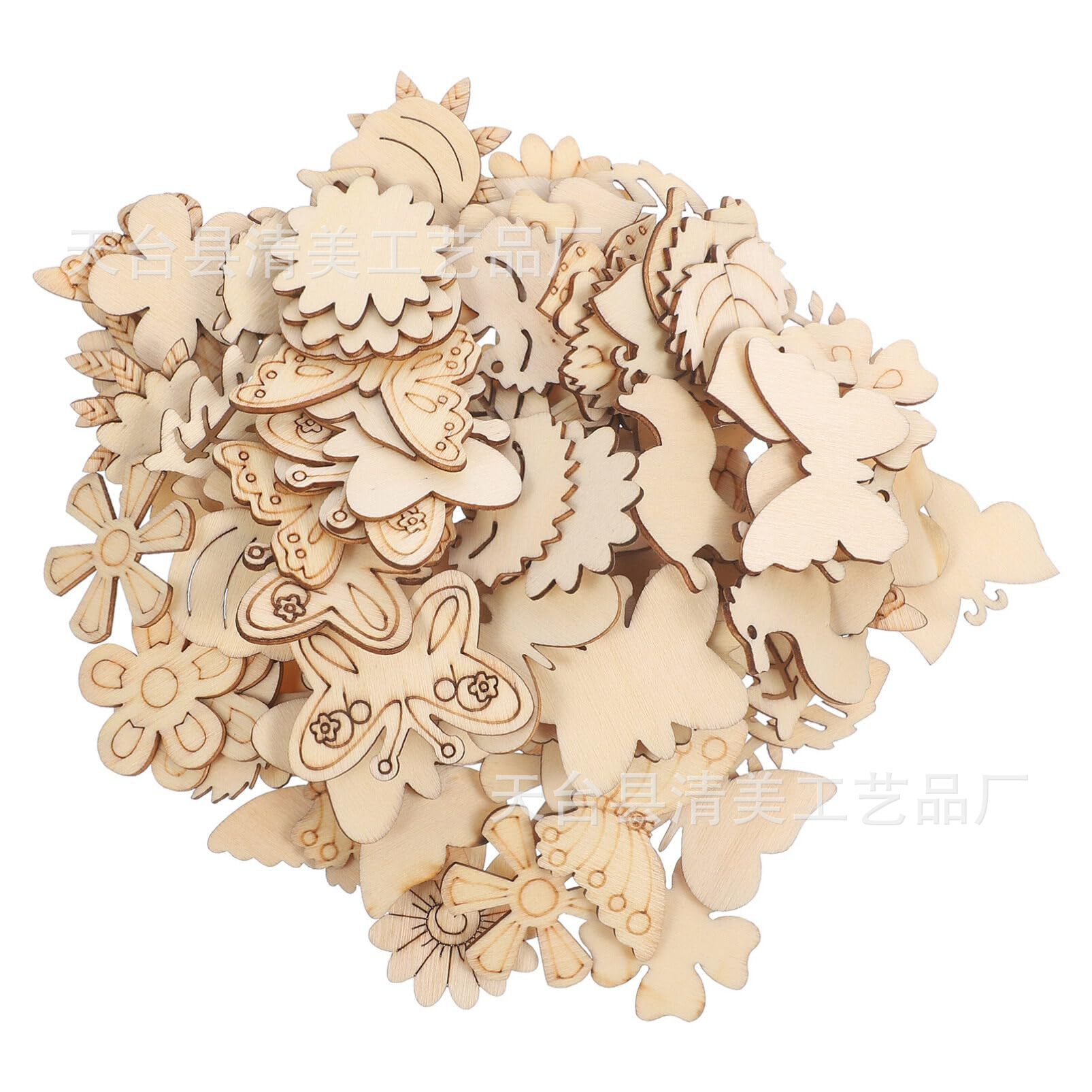 3cm fiesta de Navidad adornos de madera en blanco astillas de madera en bruto sin terminar decoraciones de madera