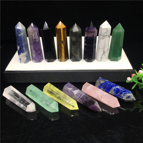 Natural crystal hexagonal prism single-pointed crystal column standard multi-material semi-precious crystal column ornaments wholesale