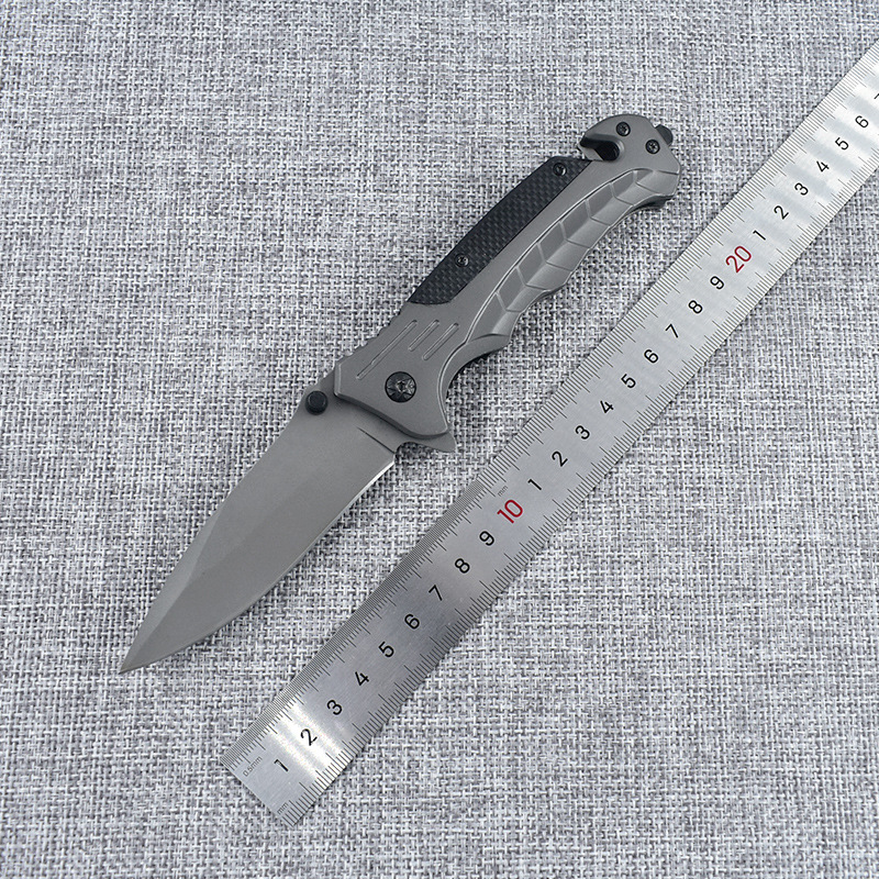 高硬度不锈钢灰黑折叠刀 户外多功能刀具 瑞士军刀 野营求生折刀