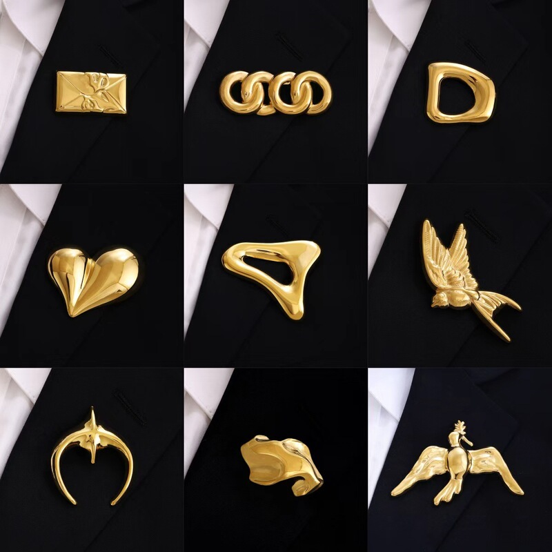 Cross-Border European and American Asymmetrical Oval Exquisite Glossy Brooch Autumn and Winter Simple Accessible Luxury High-End Fashion Brooch for Women Cross-Border European and American Asymmetrical Oval Exquisite Glossy Brooch Autumn and Winter Simple Accessible Luxury High-End Fashion Brooch for Women