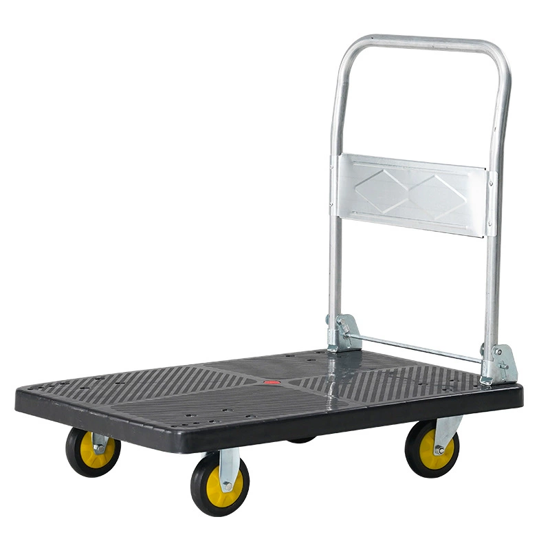 Flatbed truck on four wheels for moving, folding cart, trailer for home use, increased thickness