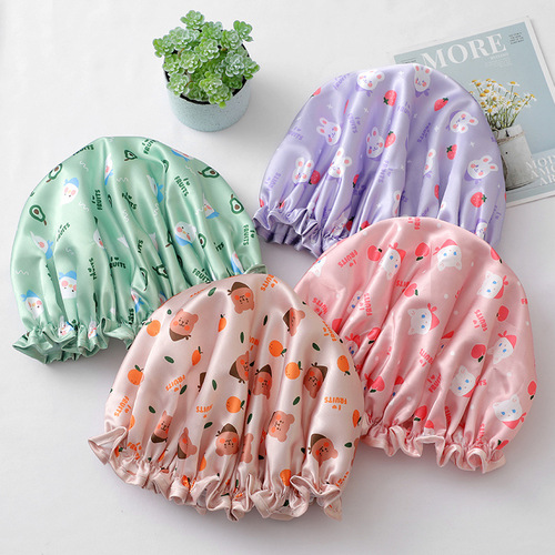 Chrysanthemum Double Layer Shower Cap Waterproof Shower Cap Women's Cute Children's Shampoo EVA Hair Cover Hat Cartoon Shower Cap