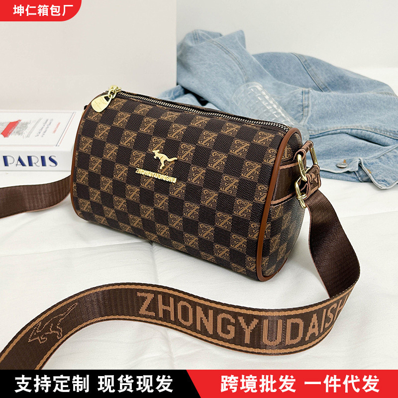 Fashion Printed Pillow Bag for Women, Casual Versatile Large-Capacity Mom Bag, Checkerboard Crossbody Bag, Cross-Border Shoulder Bag
