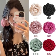 明星同款干枯玫瑰花抓夹大红色头花花朵发夹鲨鱼夹花夹头饰