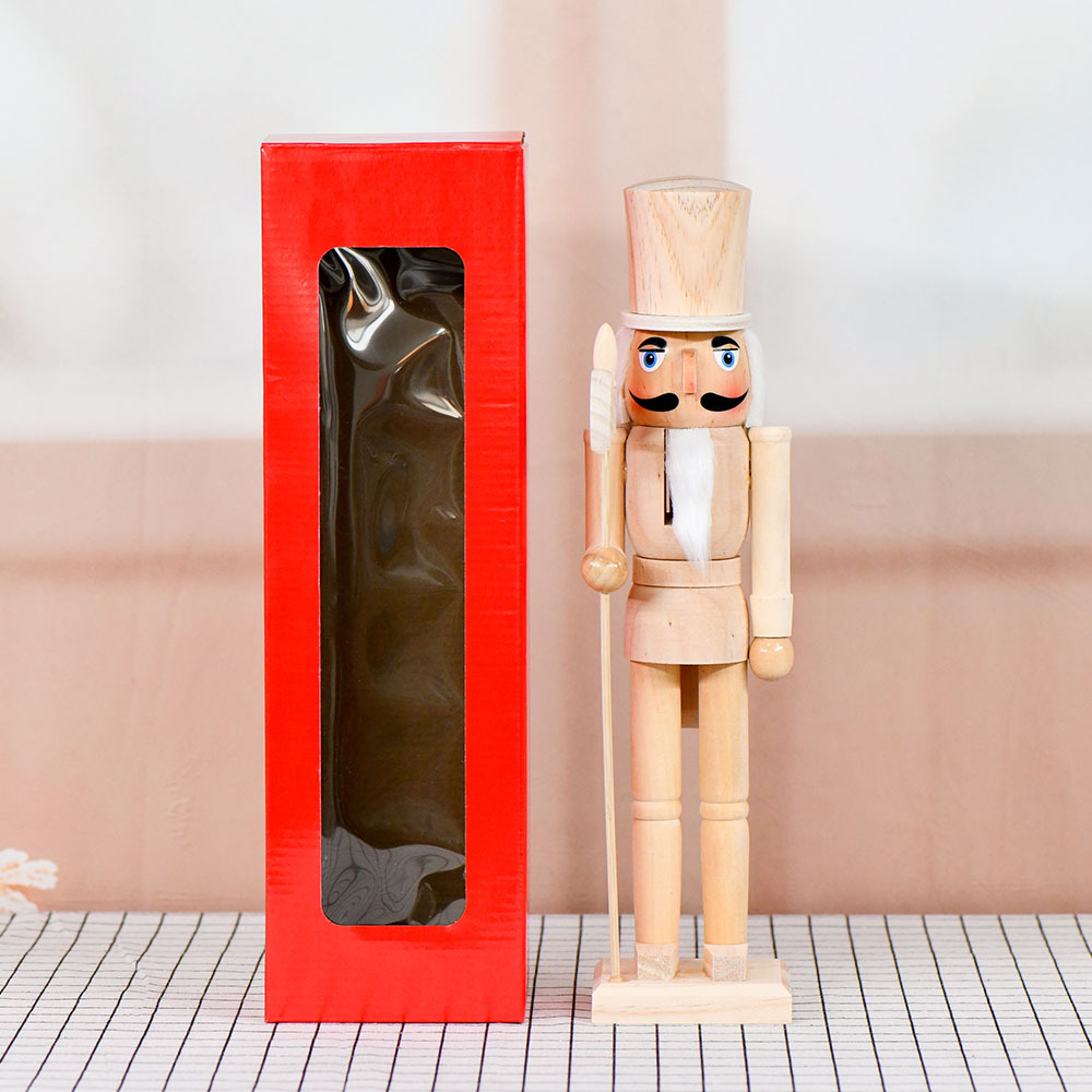 Nuevo producto 38cm hombre de nuez de madera 15in inventario creativo de Navidad blanco embrión hacha hombre de títeres
