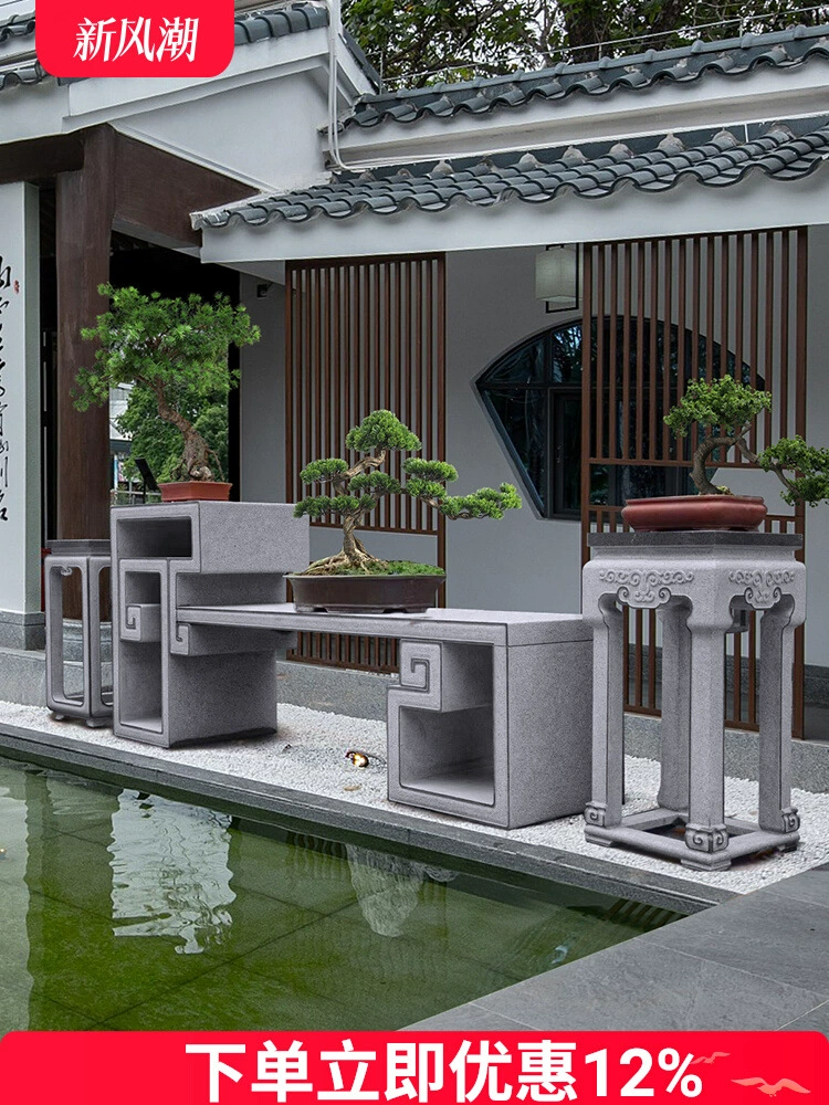 Резьба по камню, подставка для цветов из голубого камня, орнаменты в горшках, основание из гранита, новый китайский стиль, ландшафтный дизайн на открытом воздухе, двор, антикварная подставка для цветочного горшка