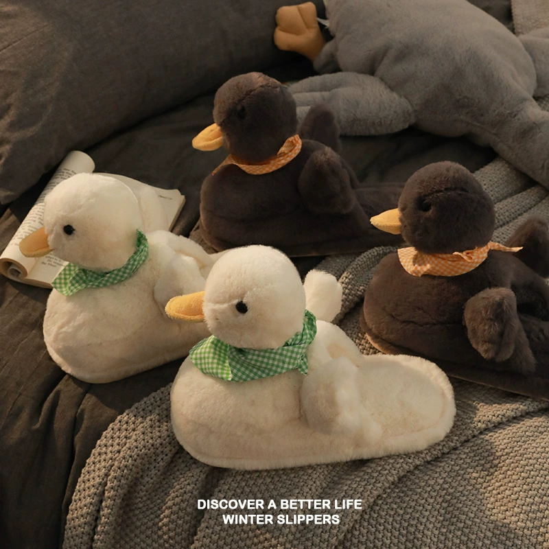 Тапочки из хлопка Sneak Duck, женские милые Мультяшные домашние Нескользящие пушистые тапочки, домашняя Лунная обувь, осенняя оптовая продажа