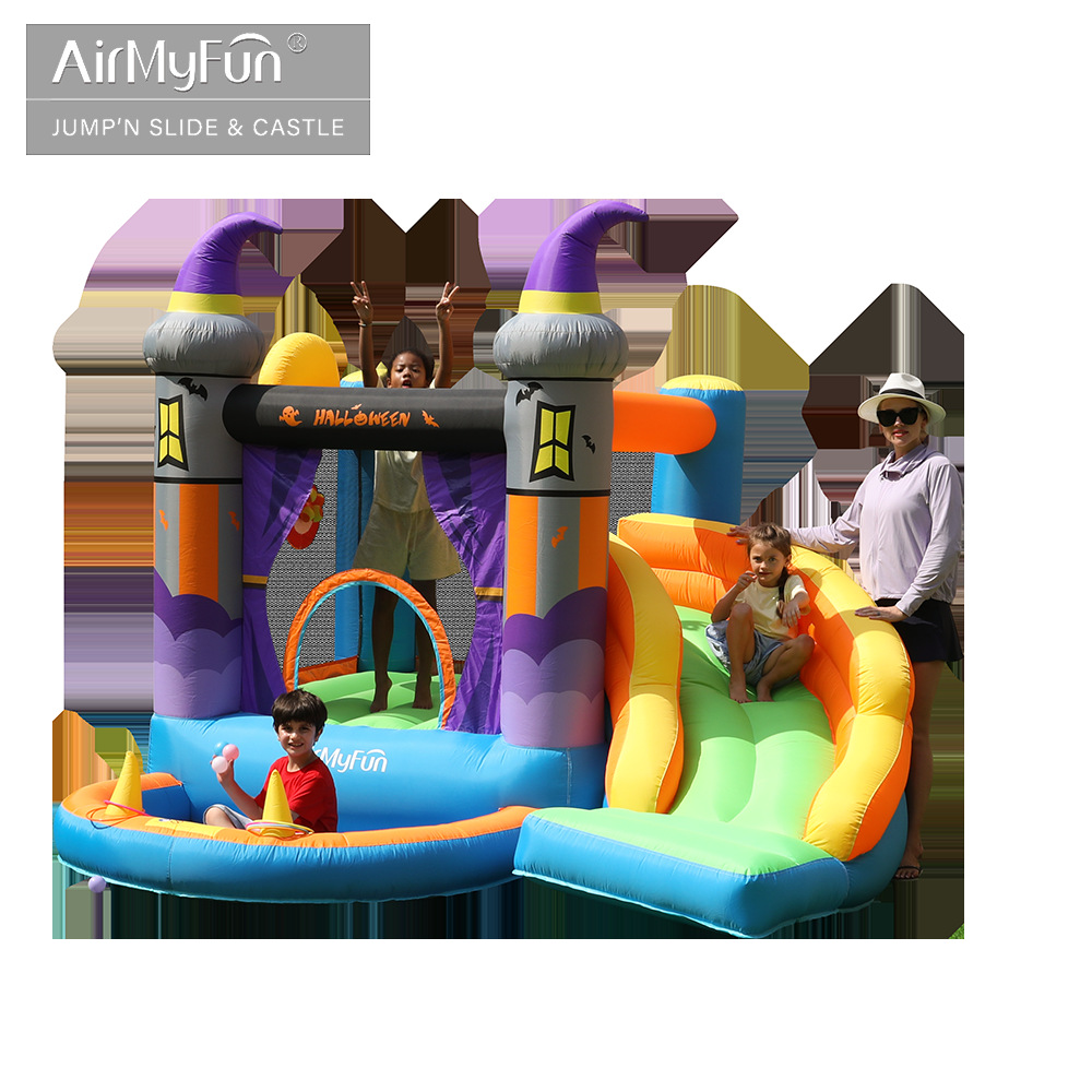 AMF | Castillo inflable para el hogar de Halloween castillo inflable para niños Castillo de fiesta tobogán inflable para niños
