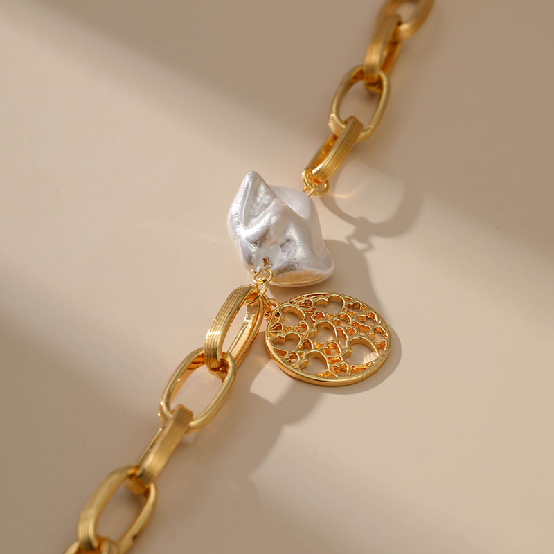 Barockes Eingelegtes Perlen-hohlketten-herz-anhänger-ot-schnallen-armband display picture 4