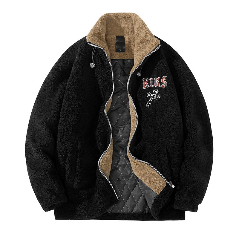 Men's Clothing Autumn and winter lamb wool cotton coat men's coat plus velvet thick cotton jacket boys this year's new winter cotton coat_voghion.com