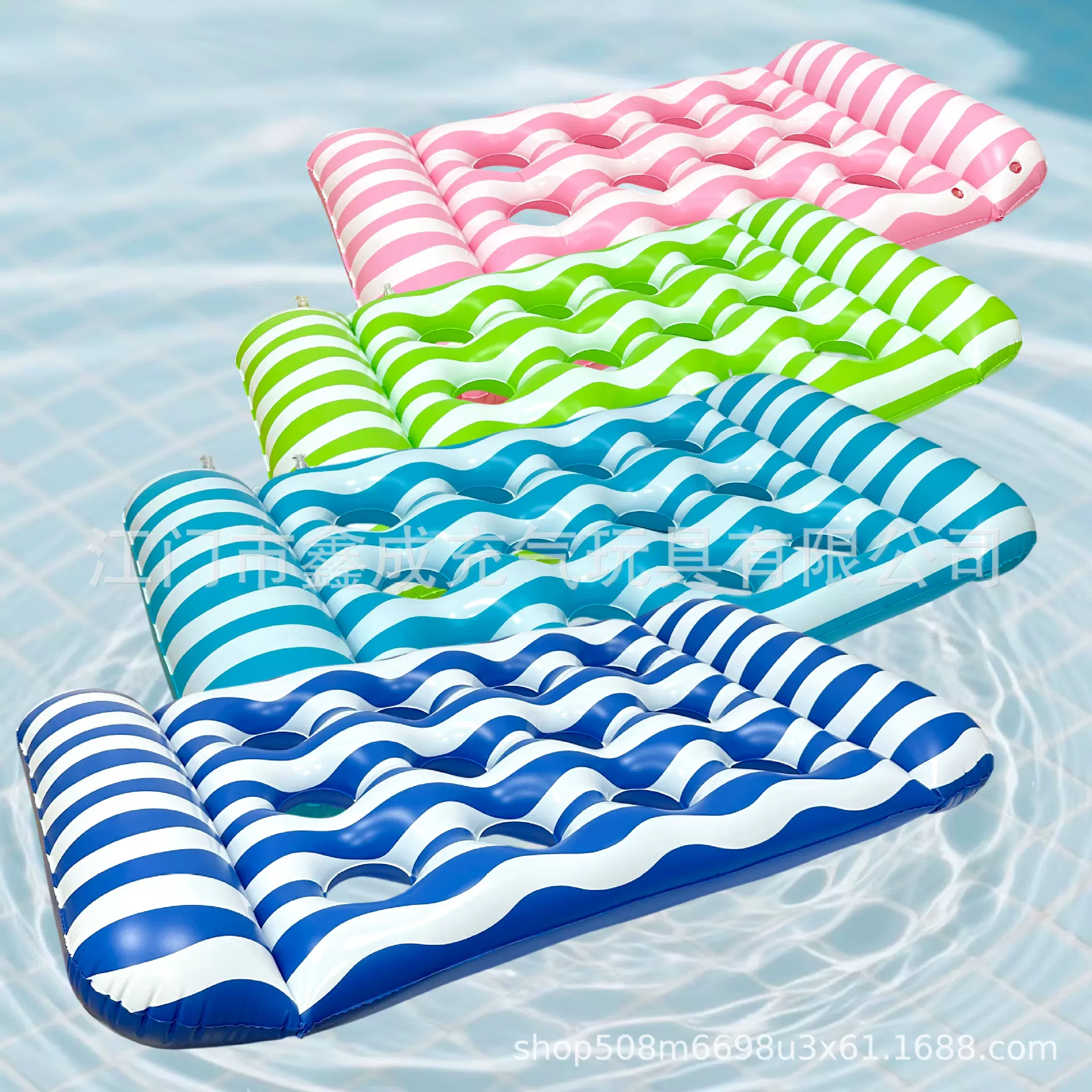 亚马逊跨境现货充气浮排水上充气玩具加厚水上浮床躺椅充气泳池