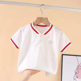 夏季儿童T恤polo衫男宝宝短袖上衣帅气中小童翻领卡通衣服小孩潮