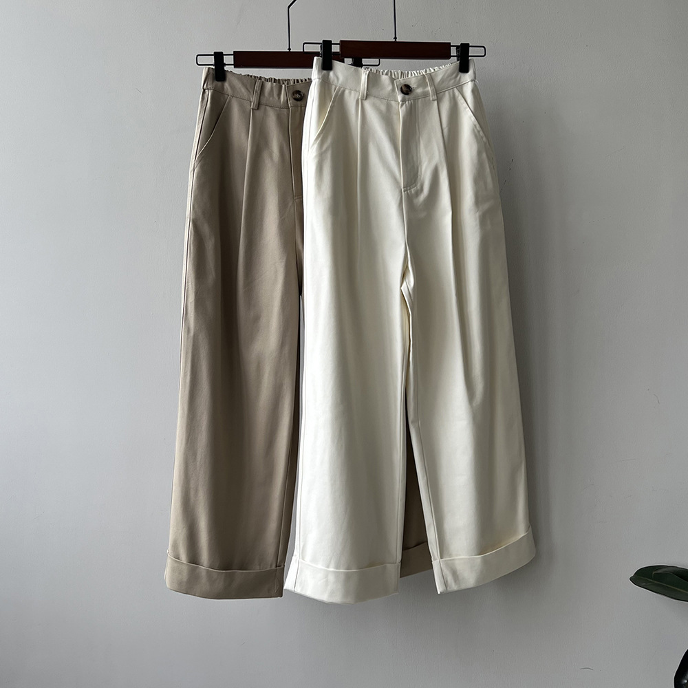 Women's Daily Simple Style Solid Color Full Length Pocket Casual Pants Straight Pants display picture 5