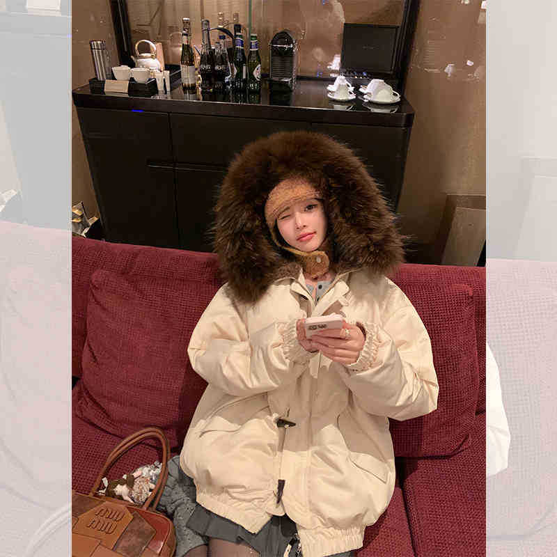 海宁皮草批发『潮牌派克』90鹅绒羽绒服貉子毛领皮草外套派克服