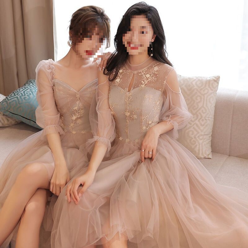 Bridesmaid Dresses for Summer with a Fairy-Like Vibe, Slim-Fit and Elegant for the Sister Group, Suitable for Weddings and Performances, Plus-Size Long Dresses for Bridesmaids