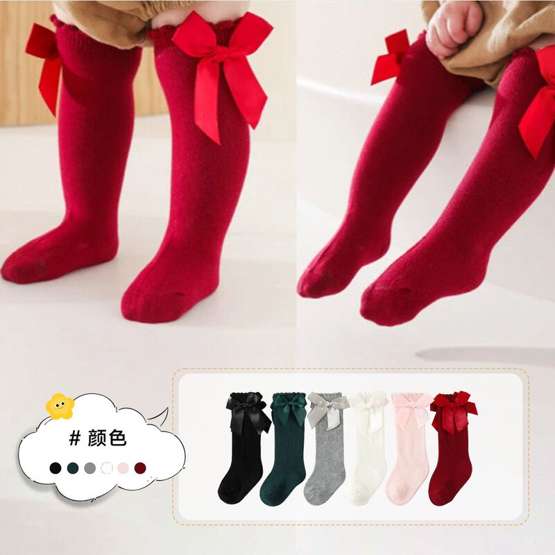 Polyester Cotton Baby Socks 2025 Spanish Baby Big Bow Dress Girls Student Princess Socks Long Loose Socks